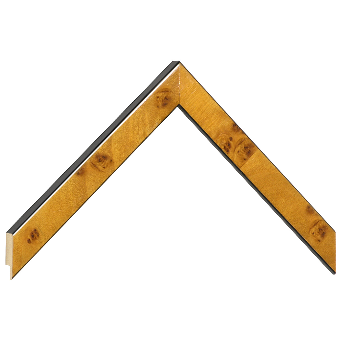 Bilderleiste furniert 20 mm breit 14 mm hoch - Glänzend Honigfarben - Musterwinkel