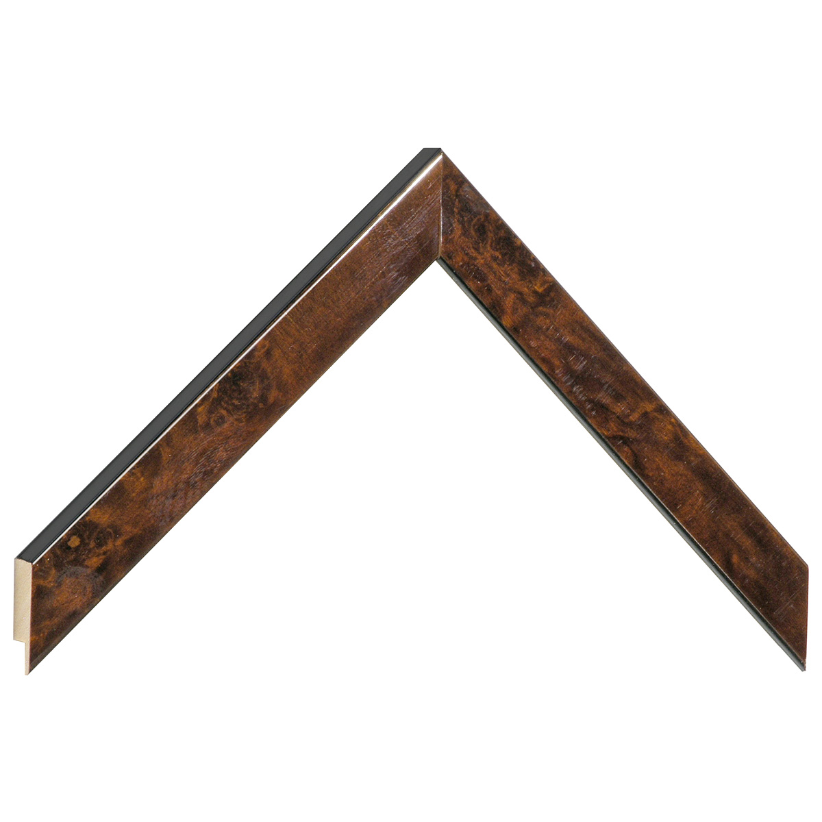 Bilderleiste furniert 20 mm breit 14 mm hoch - Glänzend Nussfarben - Musterwinkel