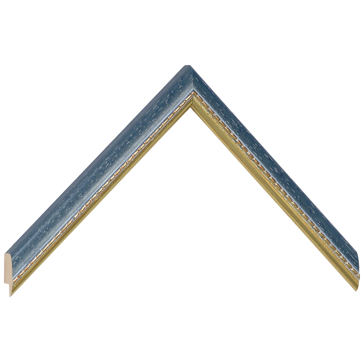Bilderleiste Ayous Breite 17 mm blau mit goldener Zierleiste - Musterwinkel