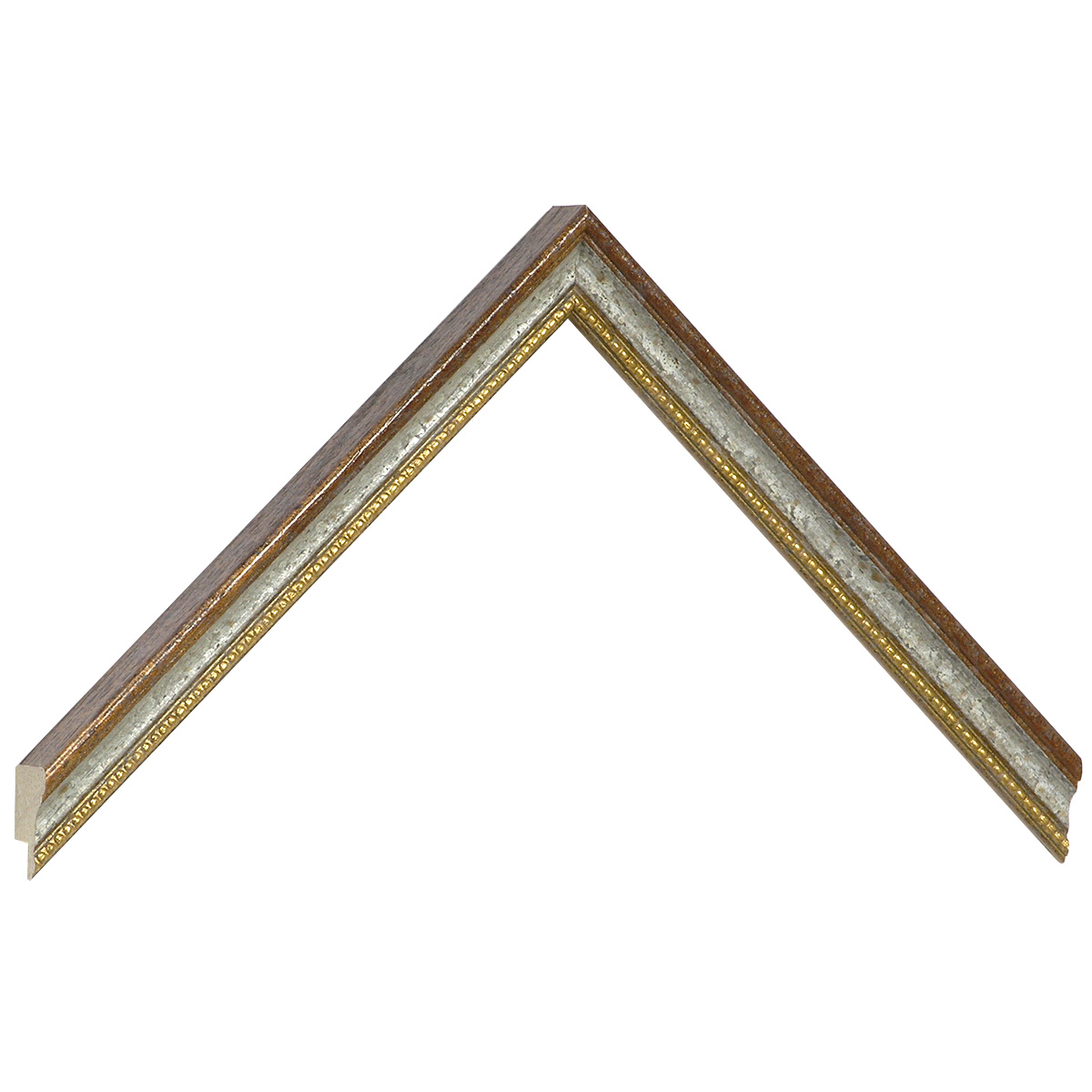 Bilderleiste Ayous 15 mm breit 18 hoch Nuss weisse Rille Goldstreifen - Musterwinkel