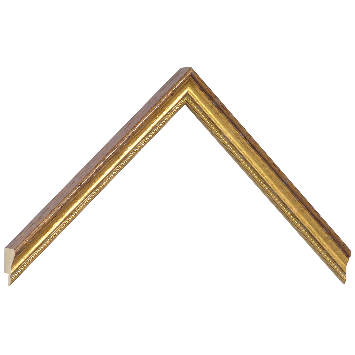 Bilderleiste Ayous 15 mm breit 18 hoch Nuss goldene Rille Goldstreifen - Musterwinkel