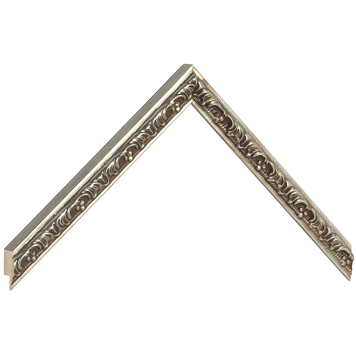 Bilderleiste keilgezinkte Pinie 16 mm breit 16 mm hoch Silber verziert - Musterwinkel