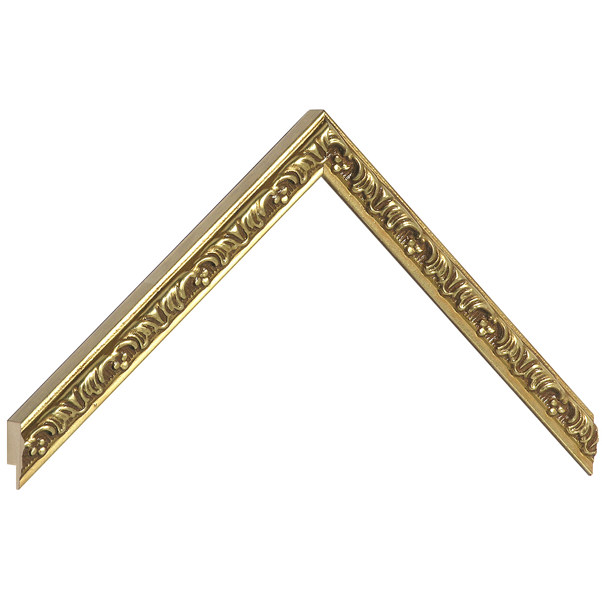 Bilderleiste keilgezinkte Pinie 16 mm breit 16 mm hoch Gold verziert - Musterwinkel
