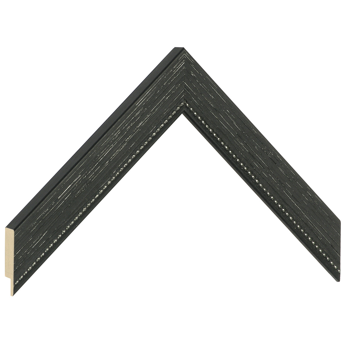 Bilderleiste keilgezinkte Pinie 27mm breit 15 hoch Schwarz Perlsteifen - Musterwinkel