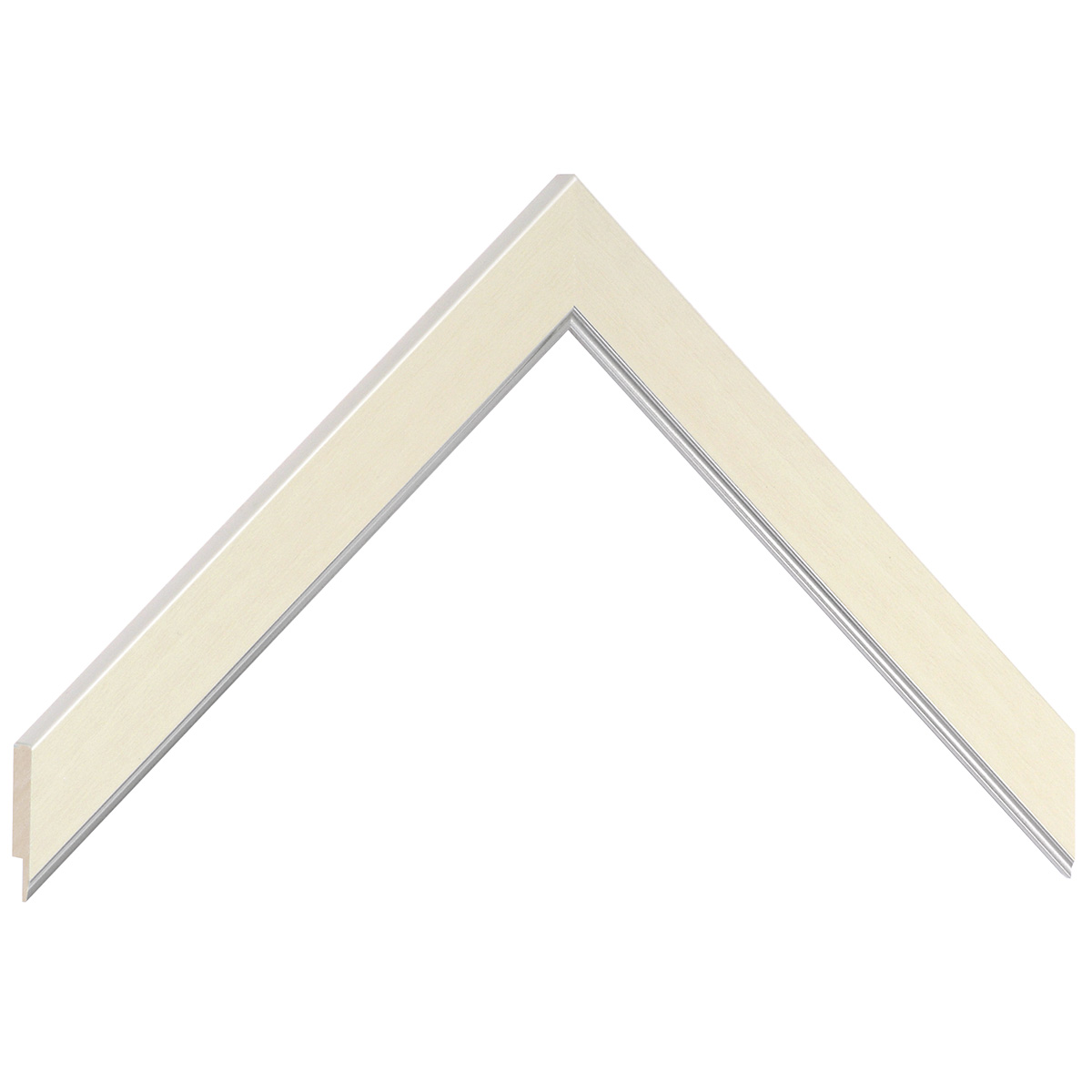 Passepartoutleiste keilgezinktes Pinie 21mm breit Höhe 10 Creme Silber - Musterwinkel