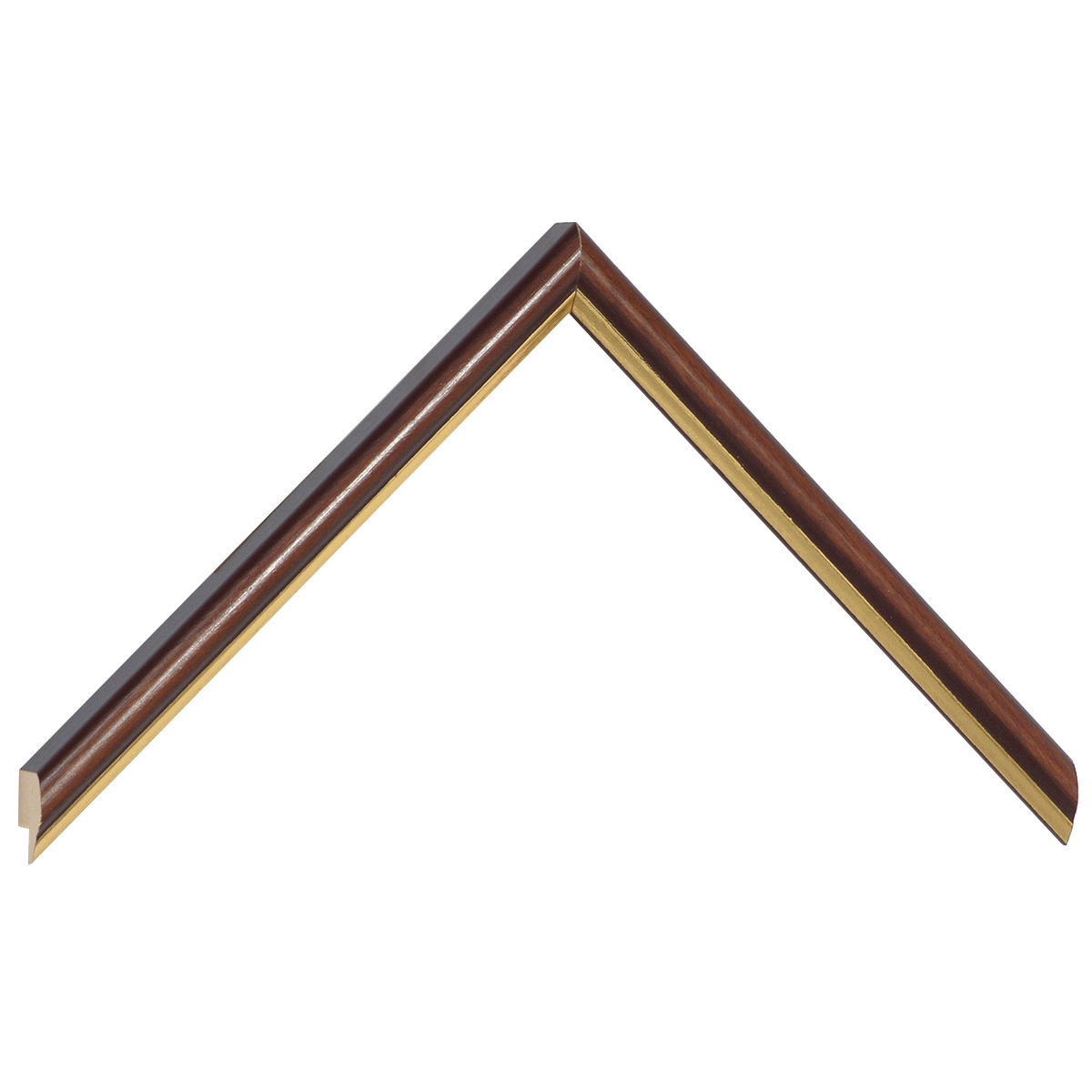 Bilderleiste keilgezinkte Pinie 13 mm breit 15 hoch Nuss mit Goldstr. - Musterwinkel