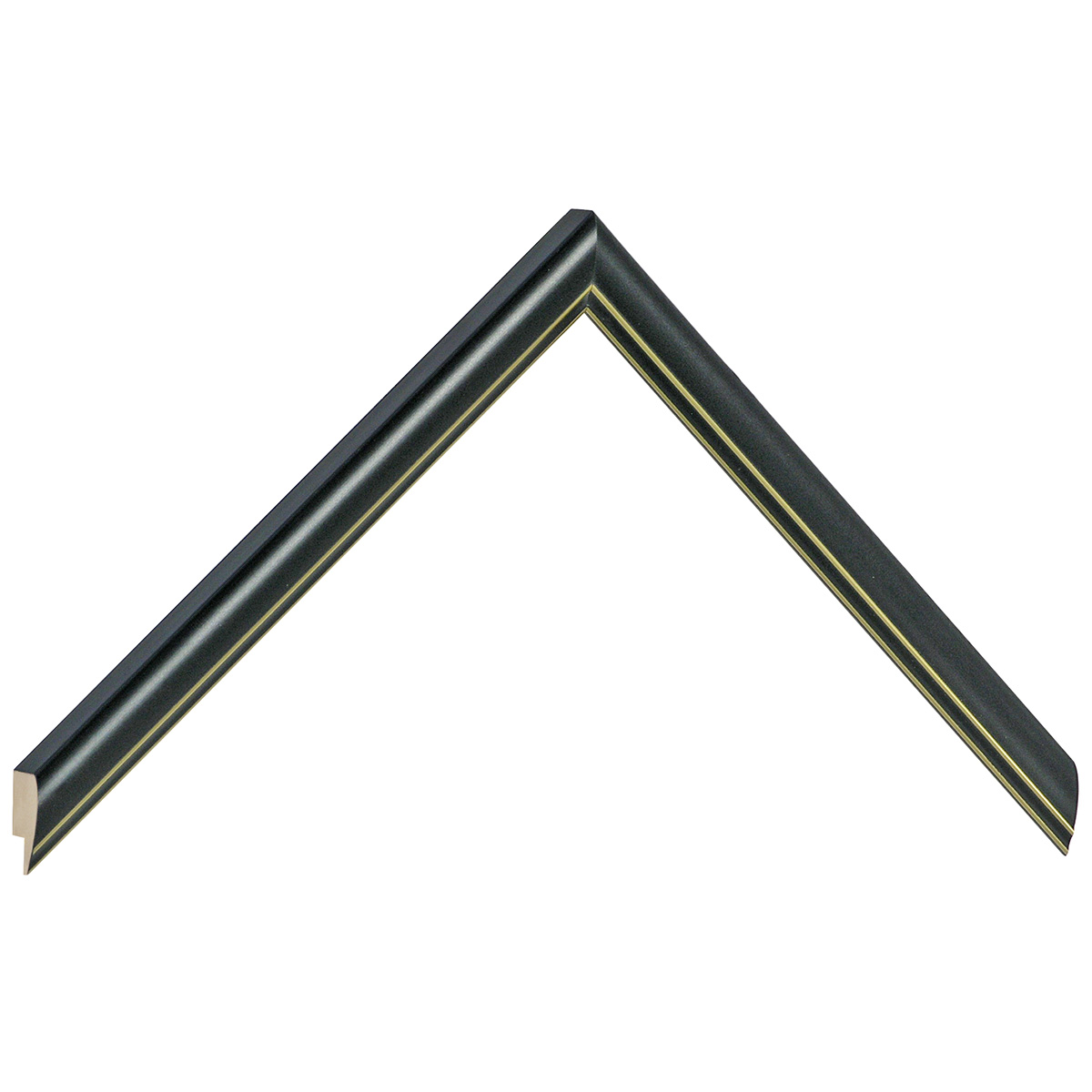 Bilderleiste keilgezinkte Kiefer 13 mm breit 15 mm - Schwarz Silberrand - Musterwinkel