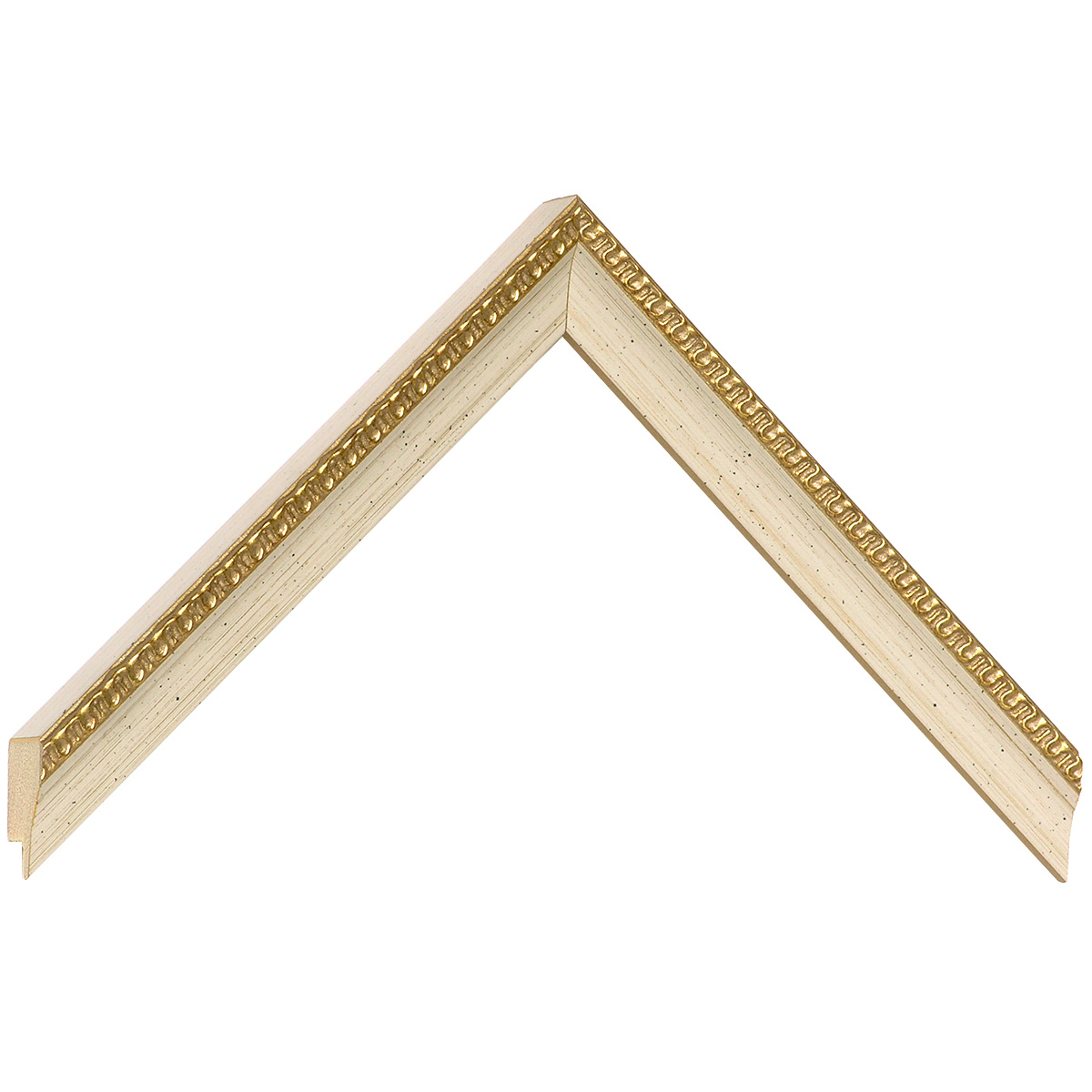 Bilderleiste keilgezinkte Pinie 19mm breit 20 hoch Creme m. Verzierung - Musterwinkel