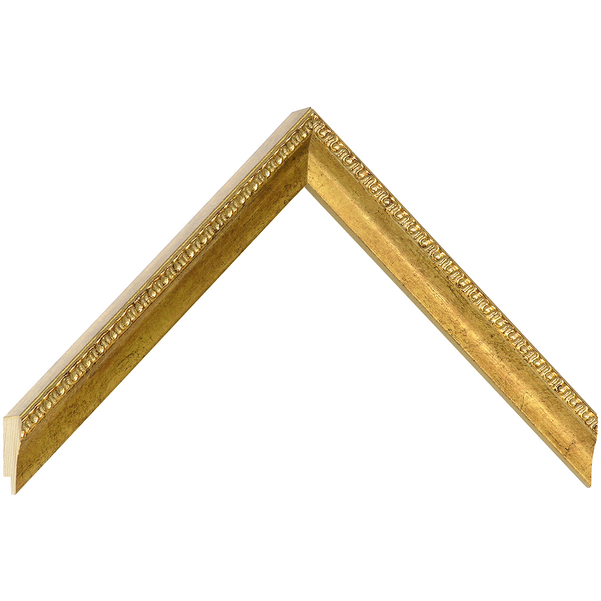Bilderleiste keilgezinkte Pinie 19mm breit 20 hoch Gold m. Verzierung - Musterwinkel