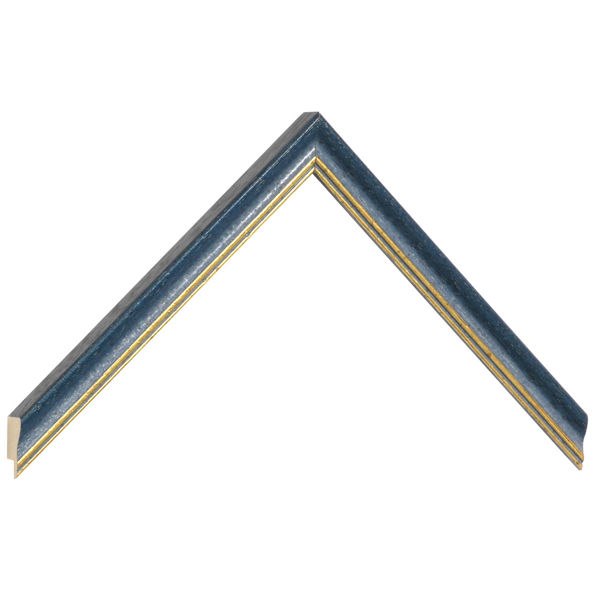 Bilderleiste Ayous Breite 15 mm blau matt mit Goldlinie - Musterwinkel