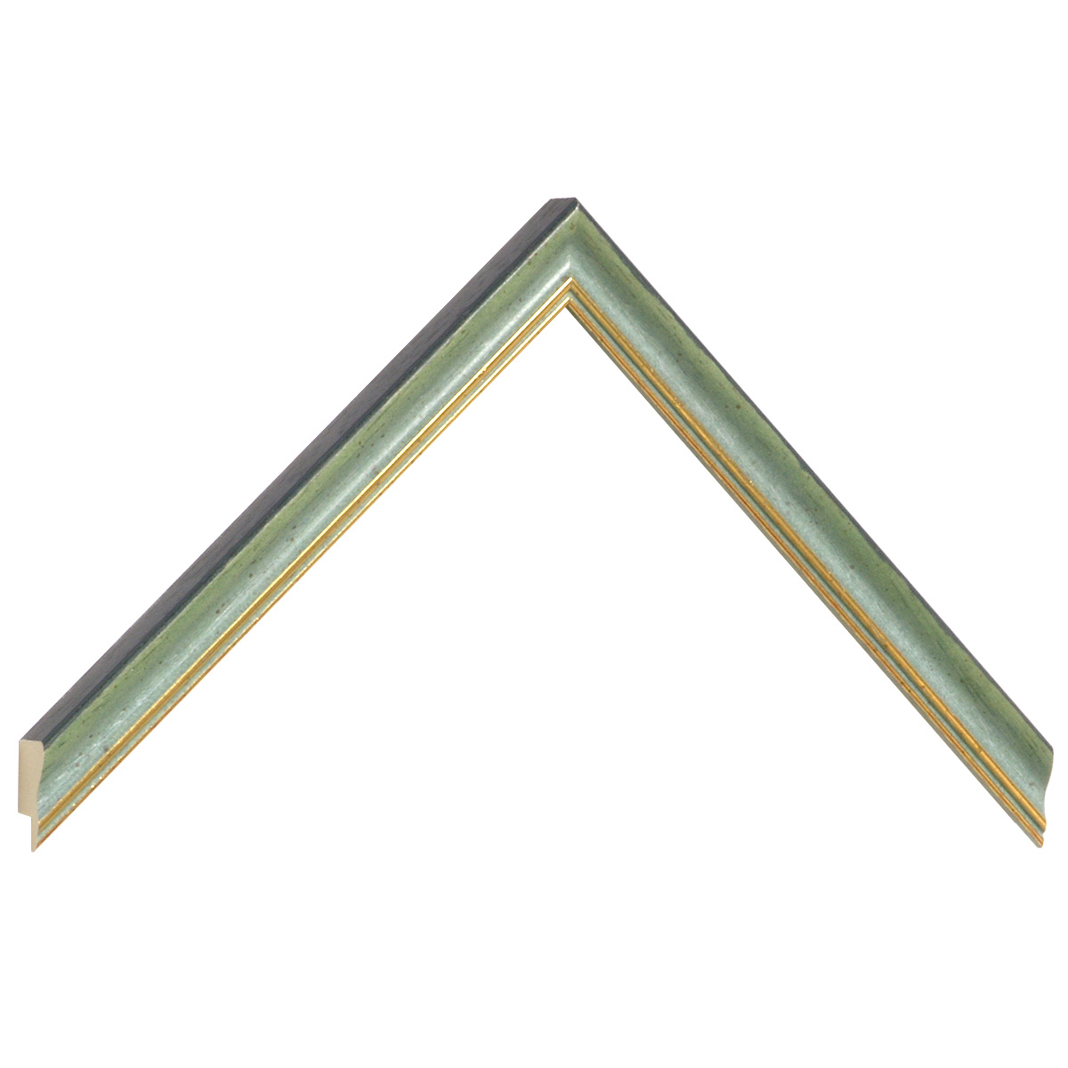 Bilderleiste Ayous Breite 15 mm grün matt mit Goldlinie - Musterwinkel