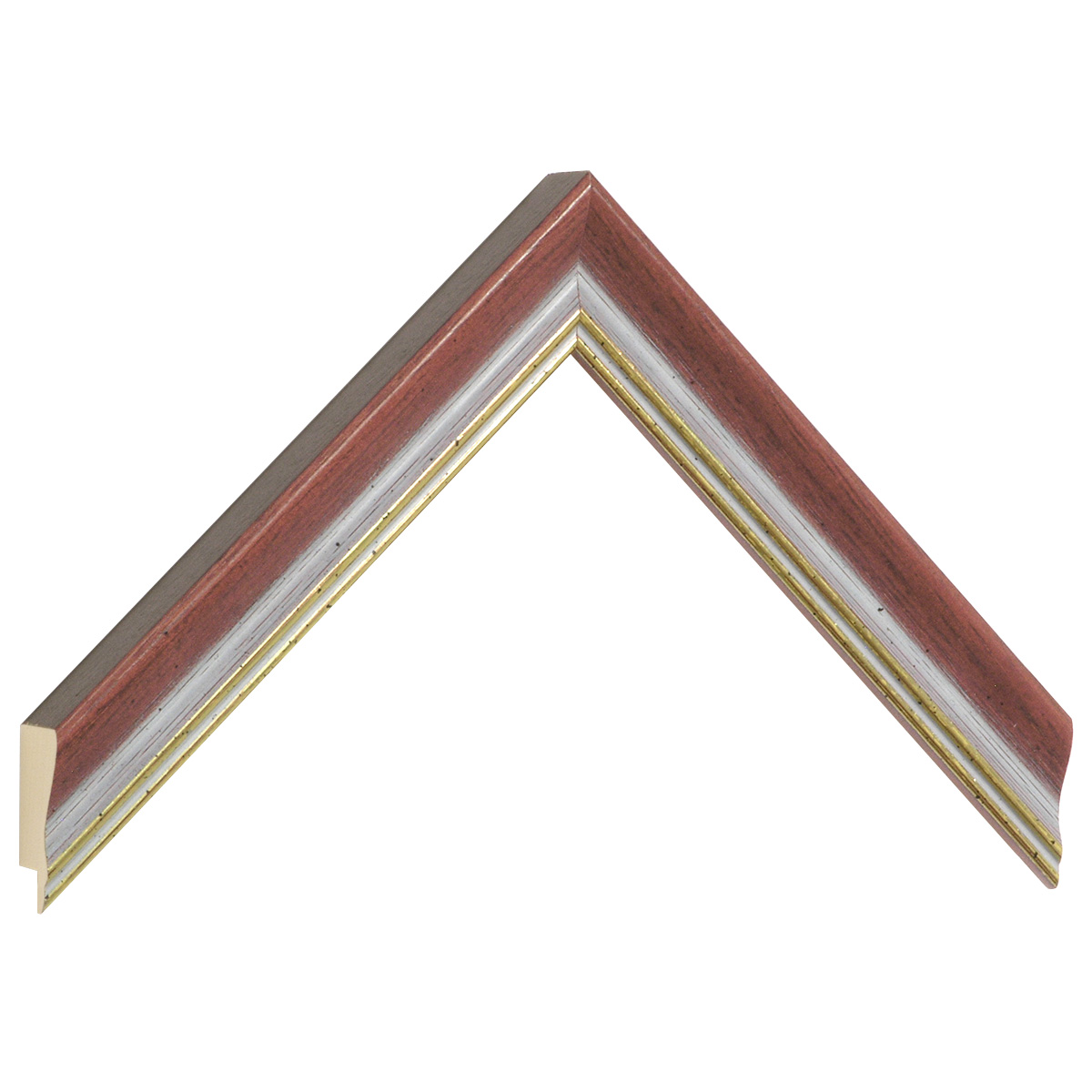 Bilderleiste keilgezinkte Pinie 25 mm breit 21 hoch Violett m. Goldlinie - Musterwinkel