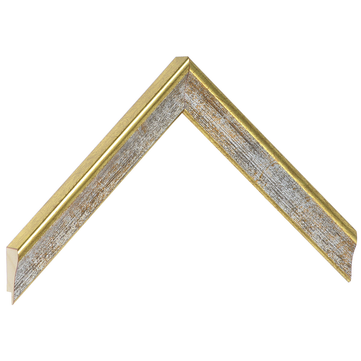 Bilderleiste keilgezinkte Pinie 23 mm breit 22mm hoch - Gold mit Silber - Musterwinkel