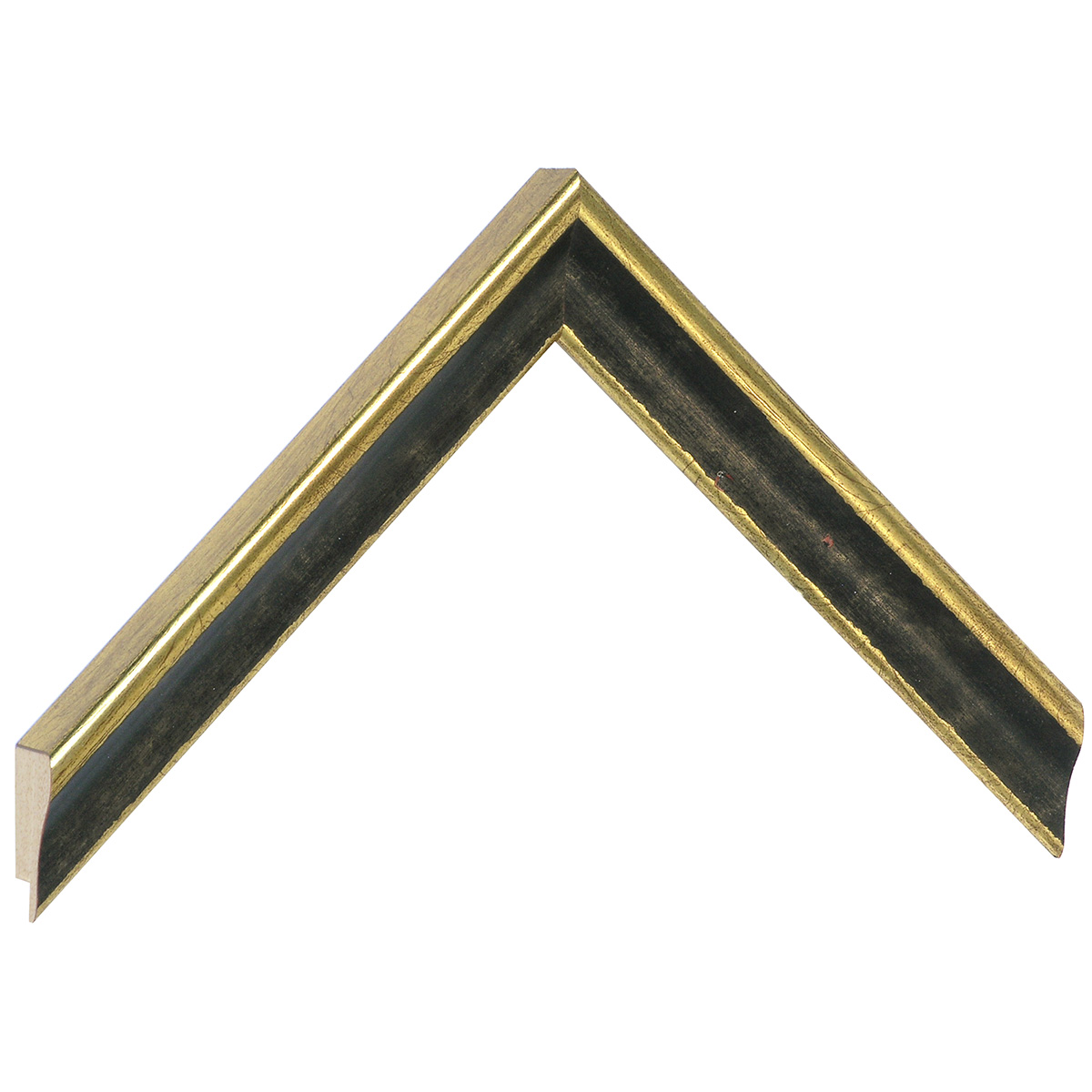 Bilderleiste keilgezinkte Pinie 23 mm breit 22mm hoch - Gold mit Schwarz - Musterwinkel
