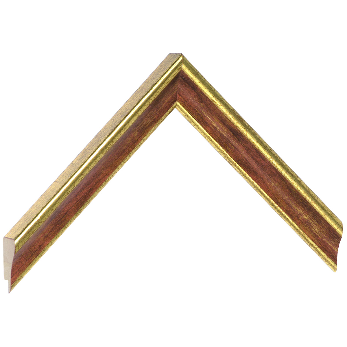 Bilderleiste keilgezinkte Pinie 23 mm breit 22mm hoch - Gold mit Rot - Musterwinkel