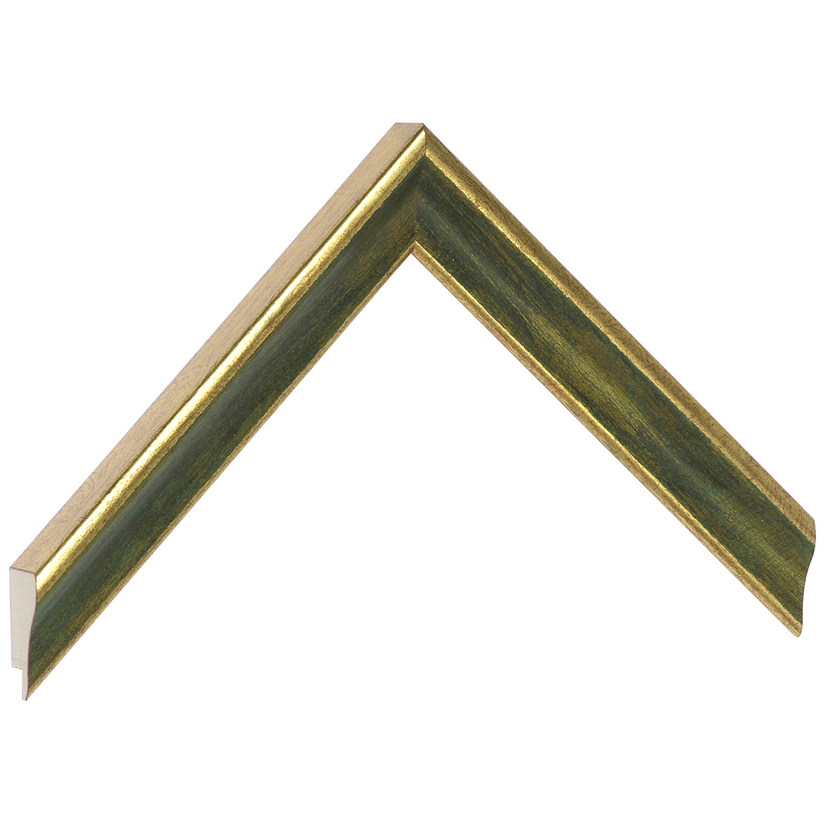 Bilderleiste keilgezinkte Pinie 23 mm breit 22mm hoch - Gold mit Grün - Musterwinkel