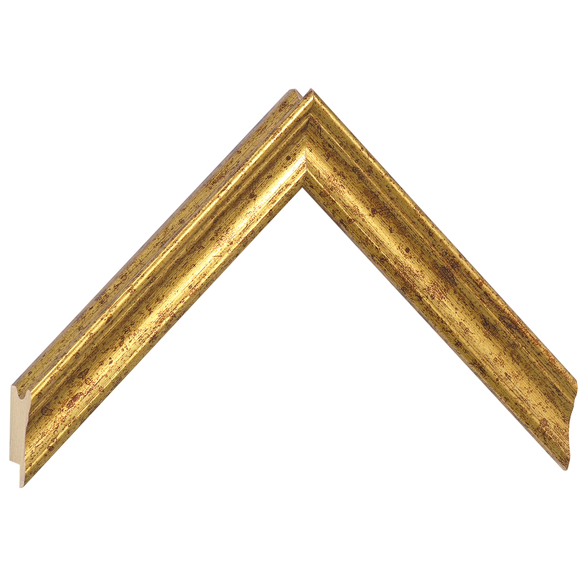 Bilderleiste keilgezinkte Pinie 25 mm breit 23 hoch - Gold gesprenkelt - Musterwinkel