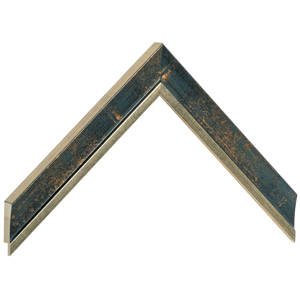 Bilderleiste keilgezinkte Pinie 25mm breit 15mm hoch - Gold mit Blau - Musterwinkel