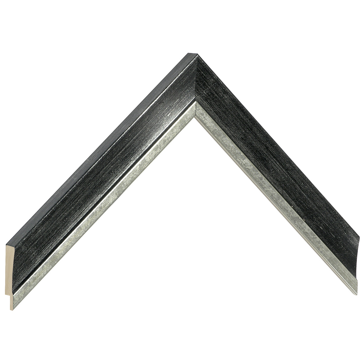 Bilderleiste keilgezinkte Pinie 25mm breit 15mm hoch - Schwarz m. Silber - Musterwinkel