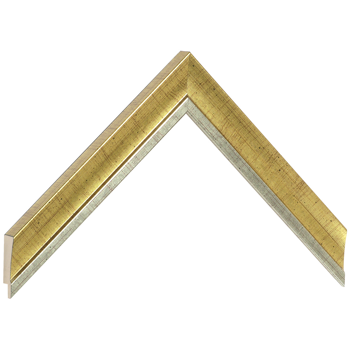 Bilderleiste keilgezinkte Pinie Breite 25 mm - Gold mit Silberstreifen - Musterwinkel