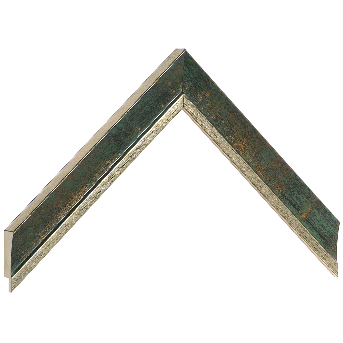 Bilderleiste keilgezinkte Pinie 25mm breit 15mm hoch - Gold mit Grün - Musterwinkel