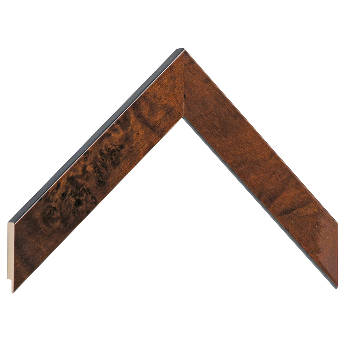 Bilderleiste furniert 30 mm breit 14 mm hoch - Glänzend Nussfarben - Musterwinkel
