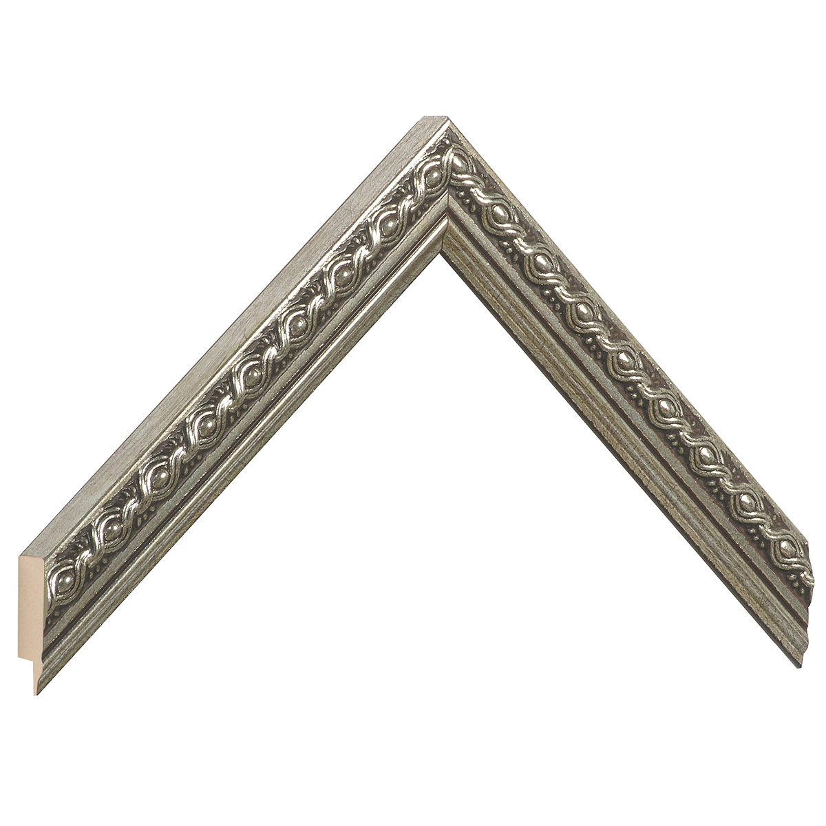 Bilderleiste keilgezinkte Pinie 24 mm breit 16 mm hoch Silber verziert - Musterwinkel
