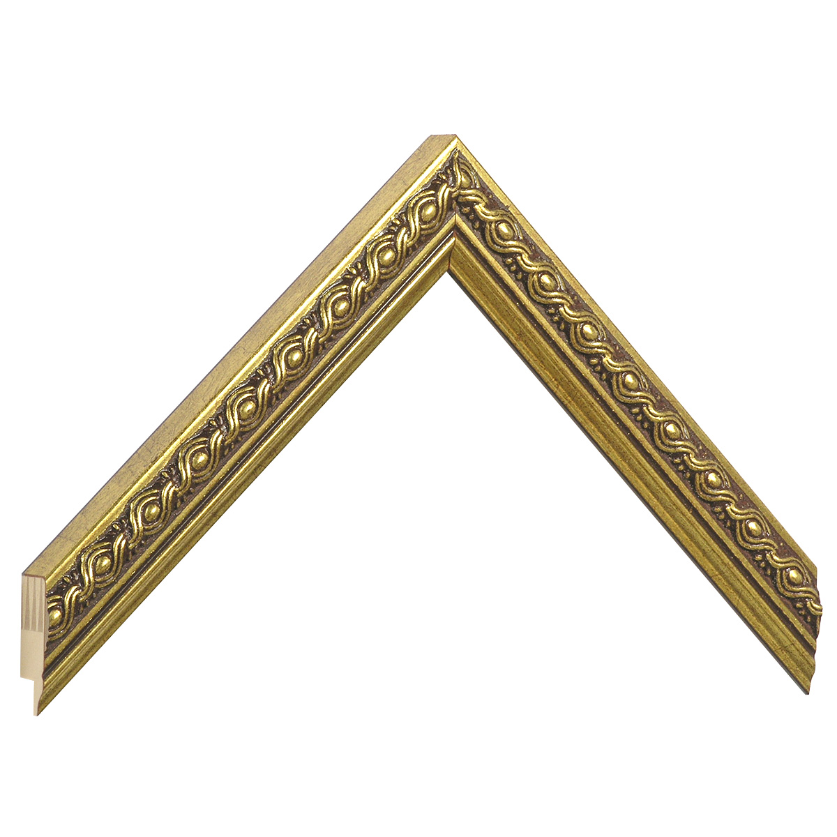 Bilderleiste keilgezinkte Pinie 24 mm breit 16 mm hoch Gold verziert - Musterwinkel