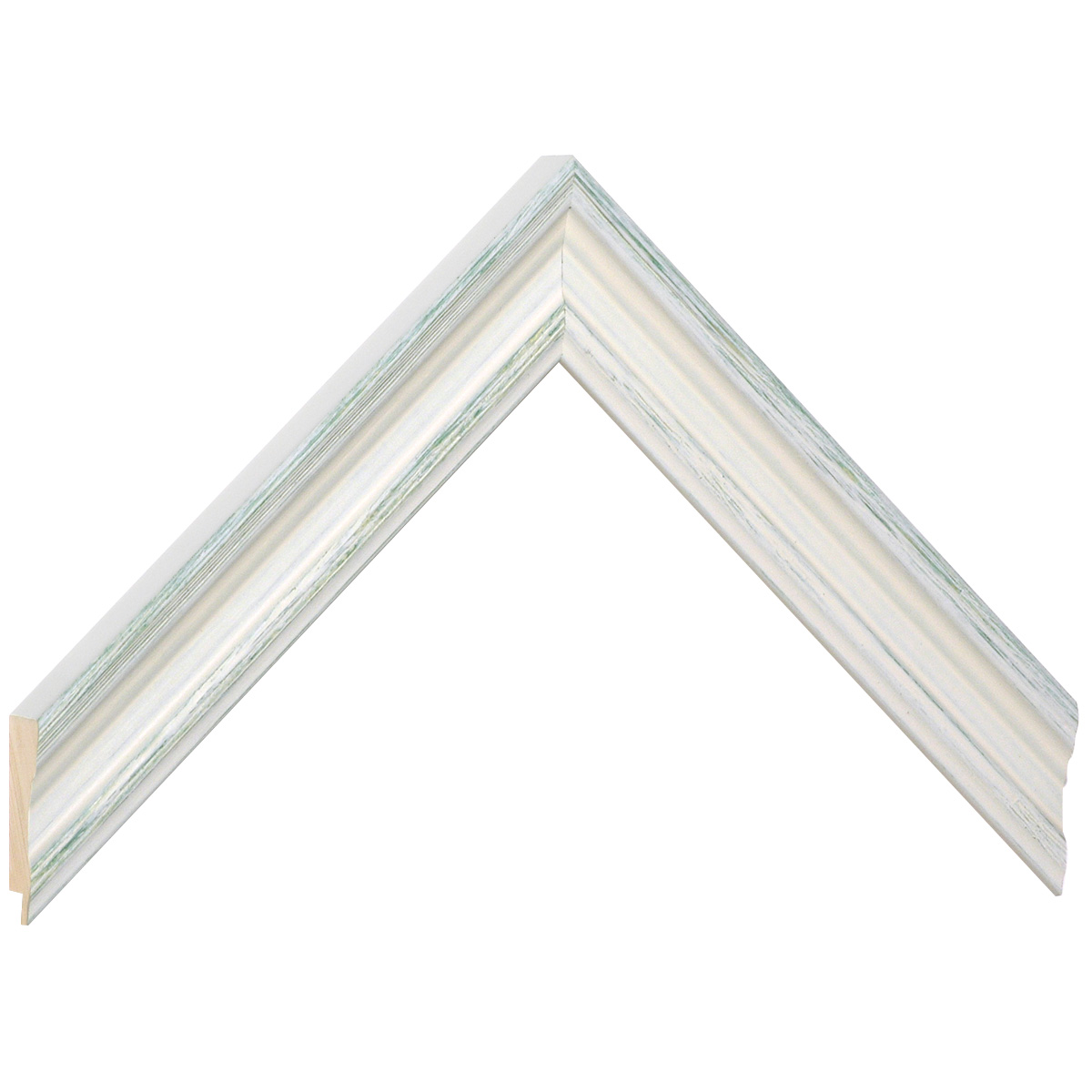 Bilderleiste keilgezinkte Pinie 28 mm breit 21 hoch - Creme-Grün - Musterwinkel