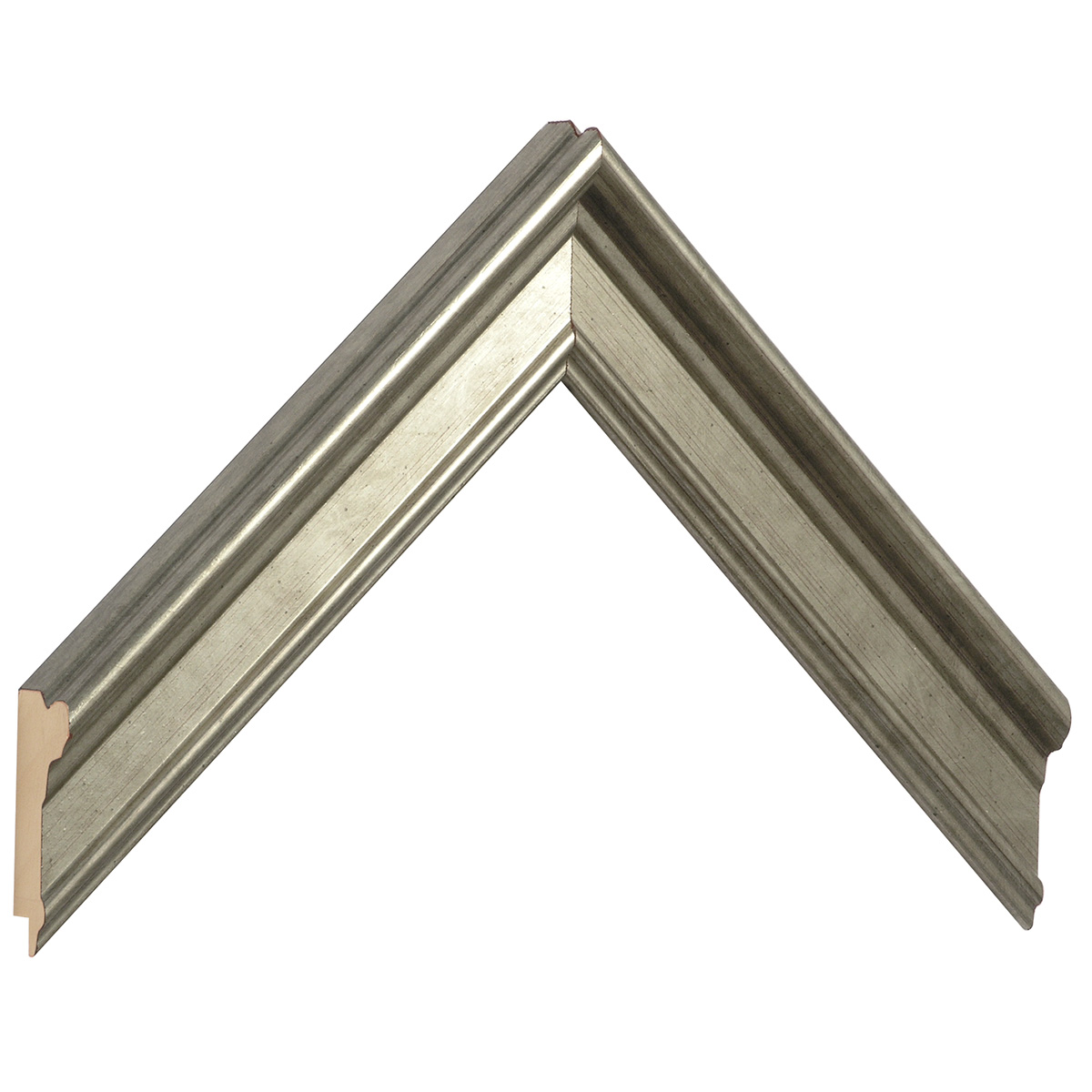 Bilderleiste keilgezinktes Pinie 34 mm breit 22 hoch Silber - Musterwinkel