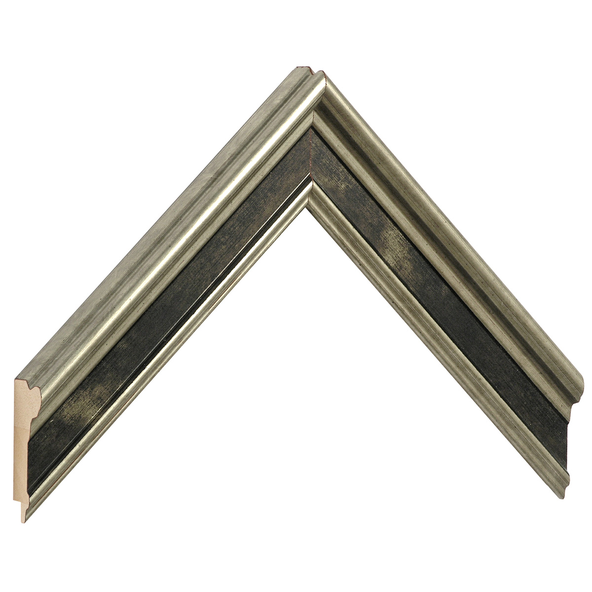 Bilderleiste keilgezinktes Pinie 34 mm breit 22 hoch Silber Schwarz - Musterwinkel