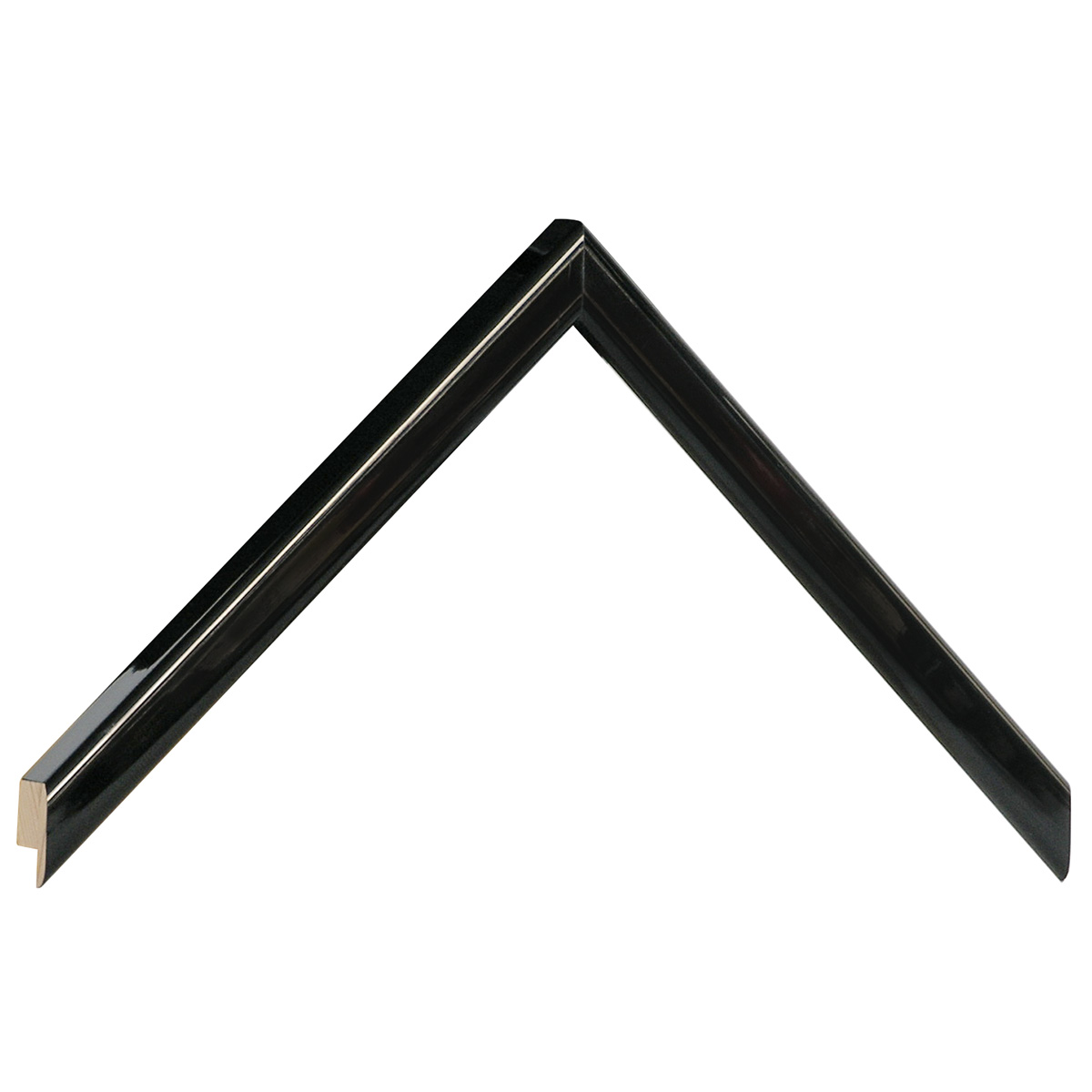 Bilderleiste keilgezinkte Pinie 14 mm breit - Schwarz glänzend - Musterwinkel