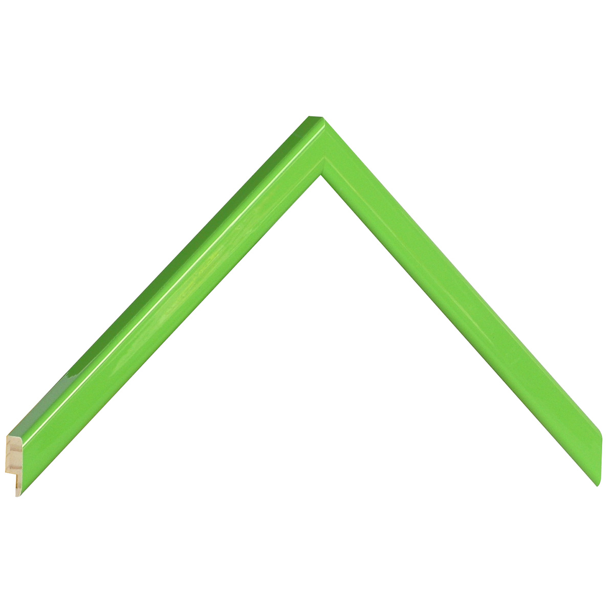 Bilderleiste keilgezinkte Pinie 14 mm breit - Grasgrün glanzend - Musterwinkel