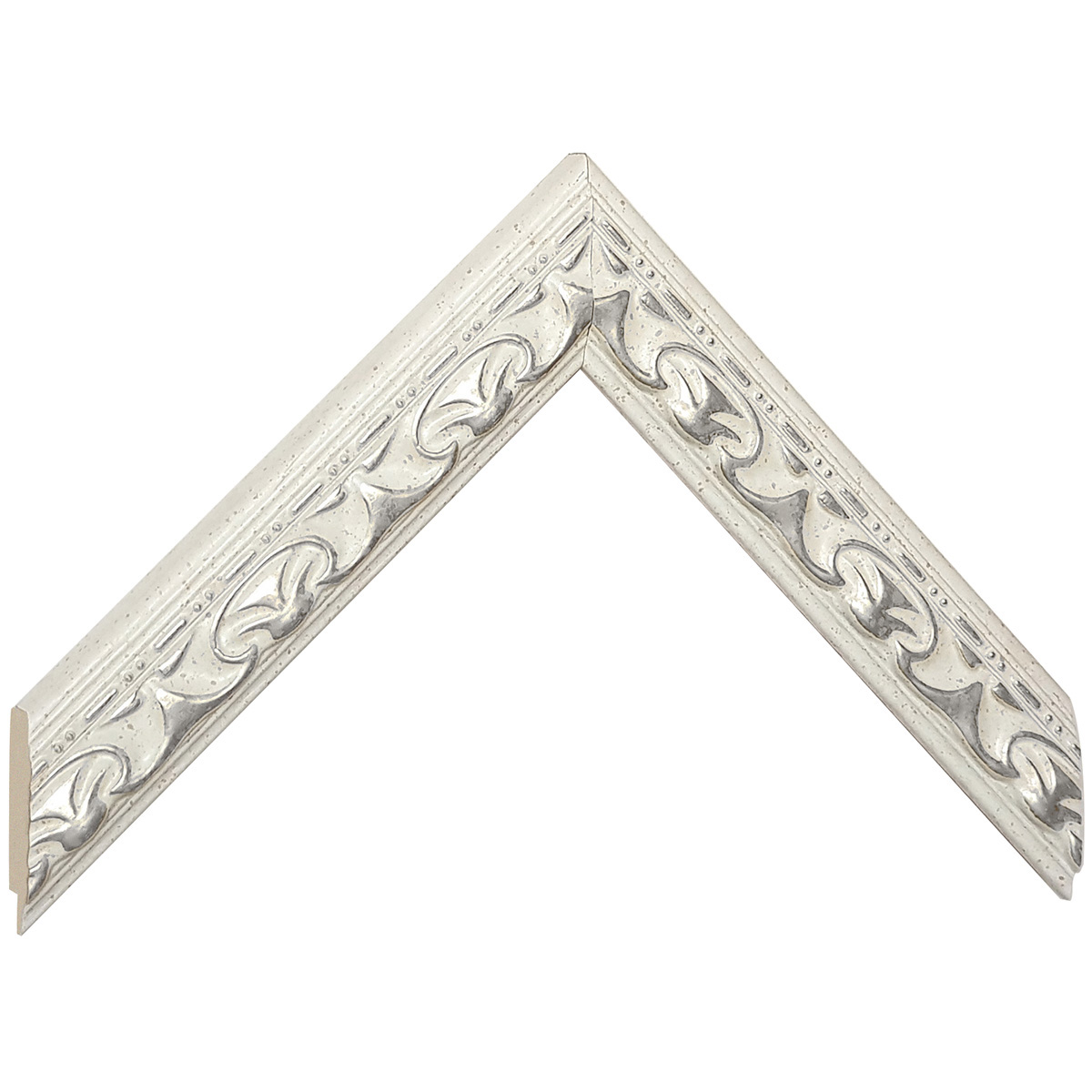 Bilderleiste Ayous 20 mm breit 18 mm hoch -  Weiss, silberverziert - Musterwinkel