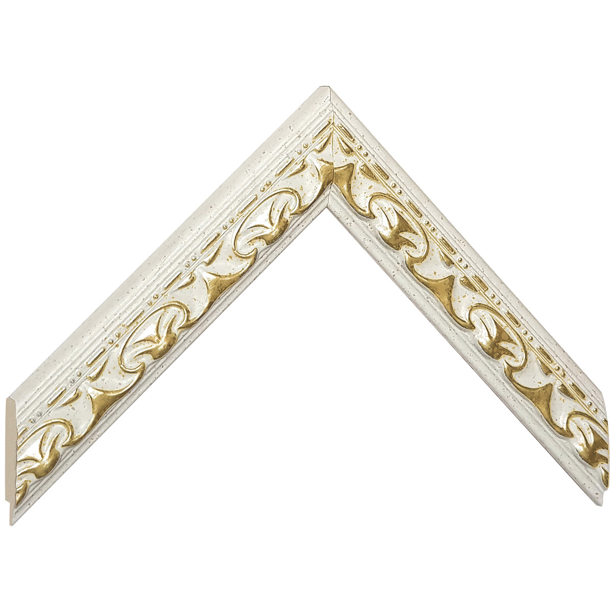 Bilderleiste Ayous 20 mm breit 18 mm hoch -  Weiss, goldverziert - Musterwinkel