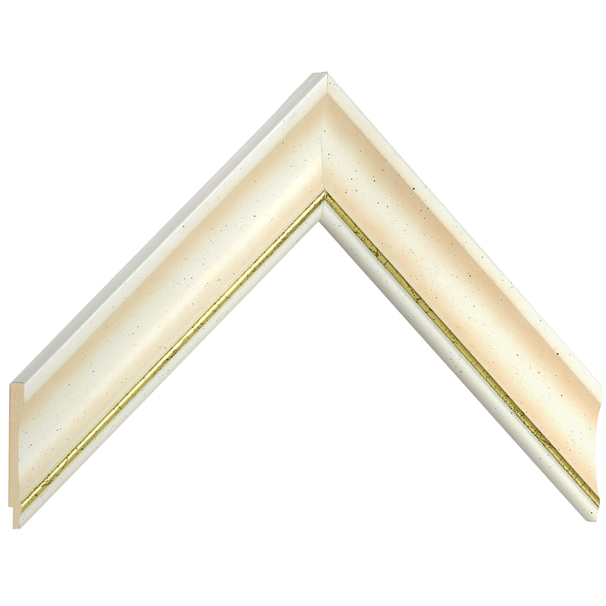 Bilderleiste keilgezinkte Kiefer 35 mm breit 13 hoch - Creme, Goldrand - Musterwinkel