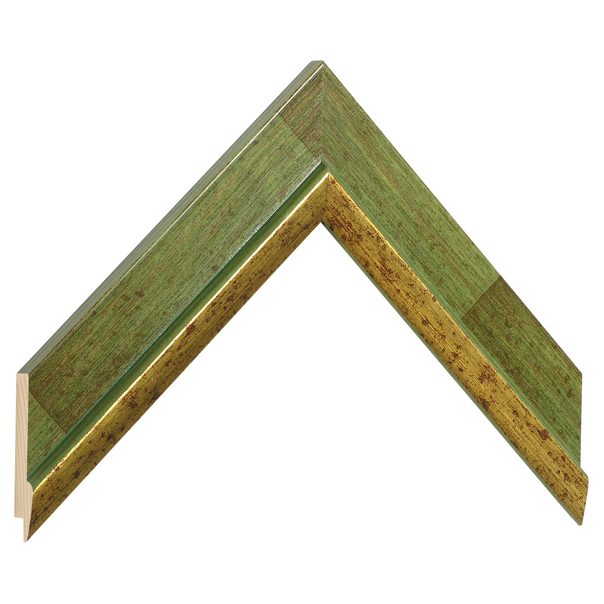 Bilderleiste keilgezinkte Pinie 39 mm breit 15 mm hoch Grasgrün/Gold - Musterwinkel