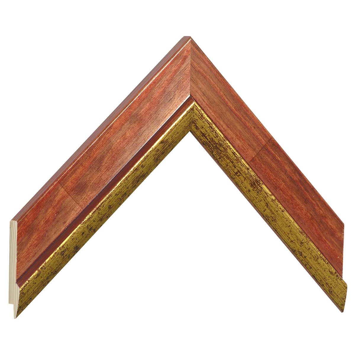 Bilderleiste keilgezinkte Kiefer 39 mm breit 15 mm hoch Mahagoni/Gold - Musterwinkel