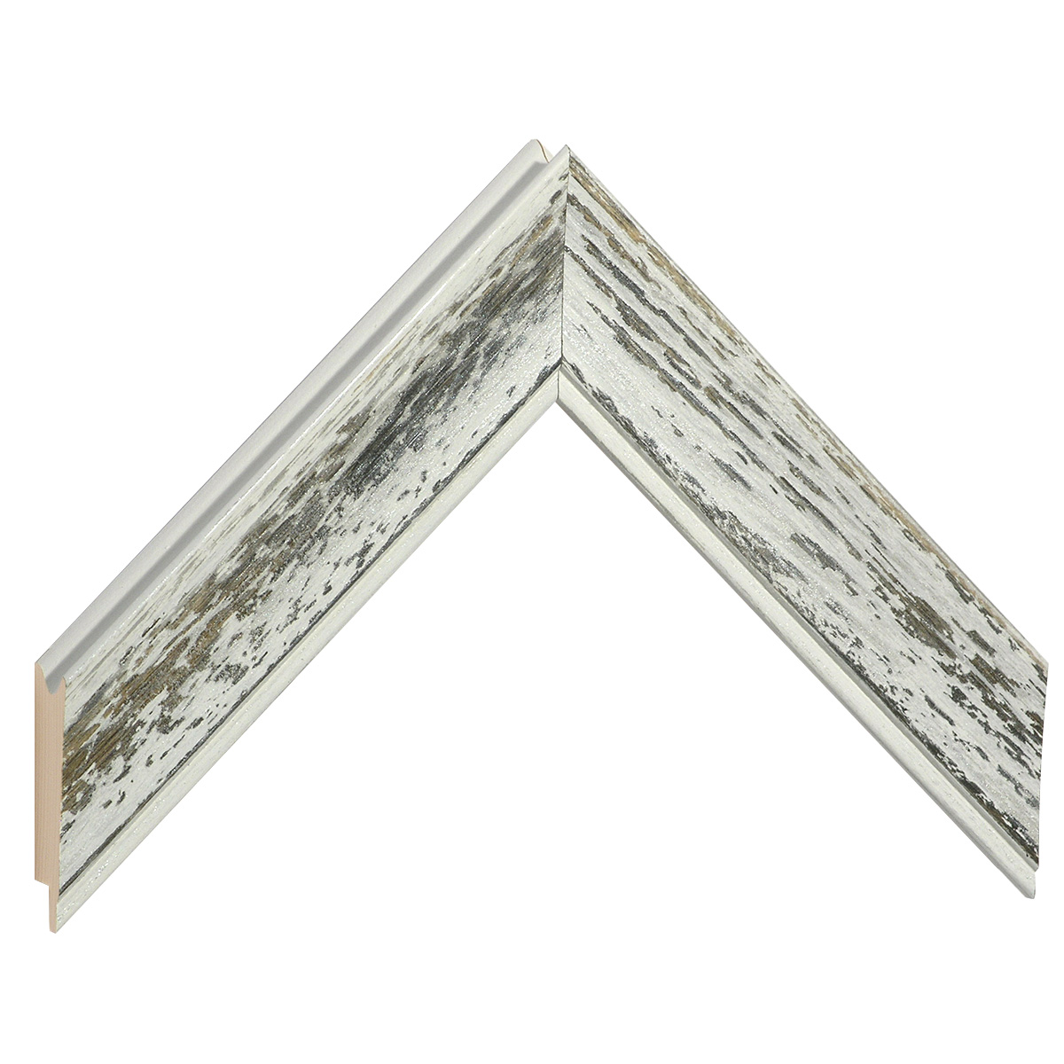 Bilderleiste keilgezinkte Tanne 40 mm breit 23 mm hoch Weiss-Grau - Musterwinkel
