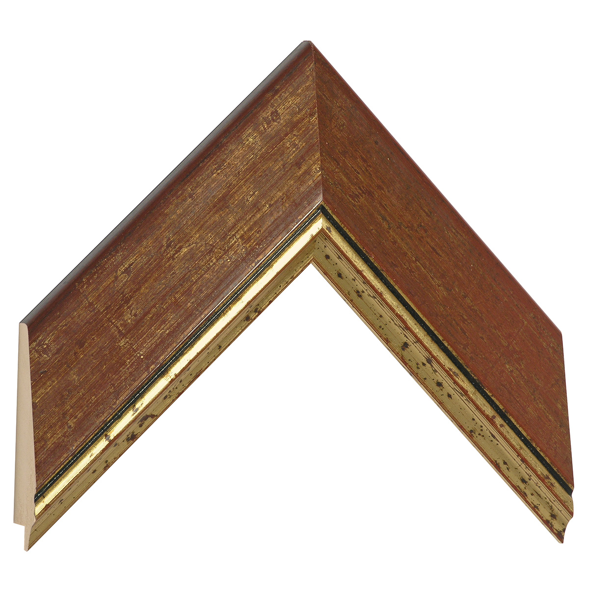 Bilderleiste Pinie Breite 57 mm Wachsfinish rot Goldlinie - Musterwinkel