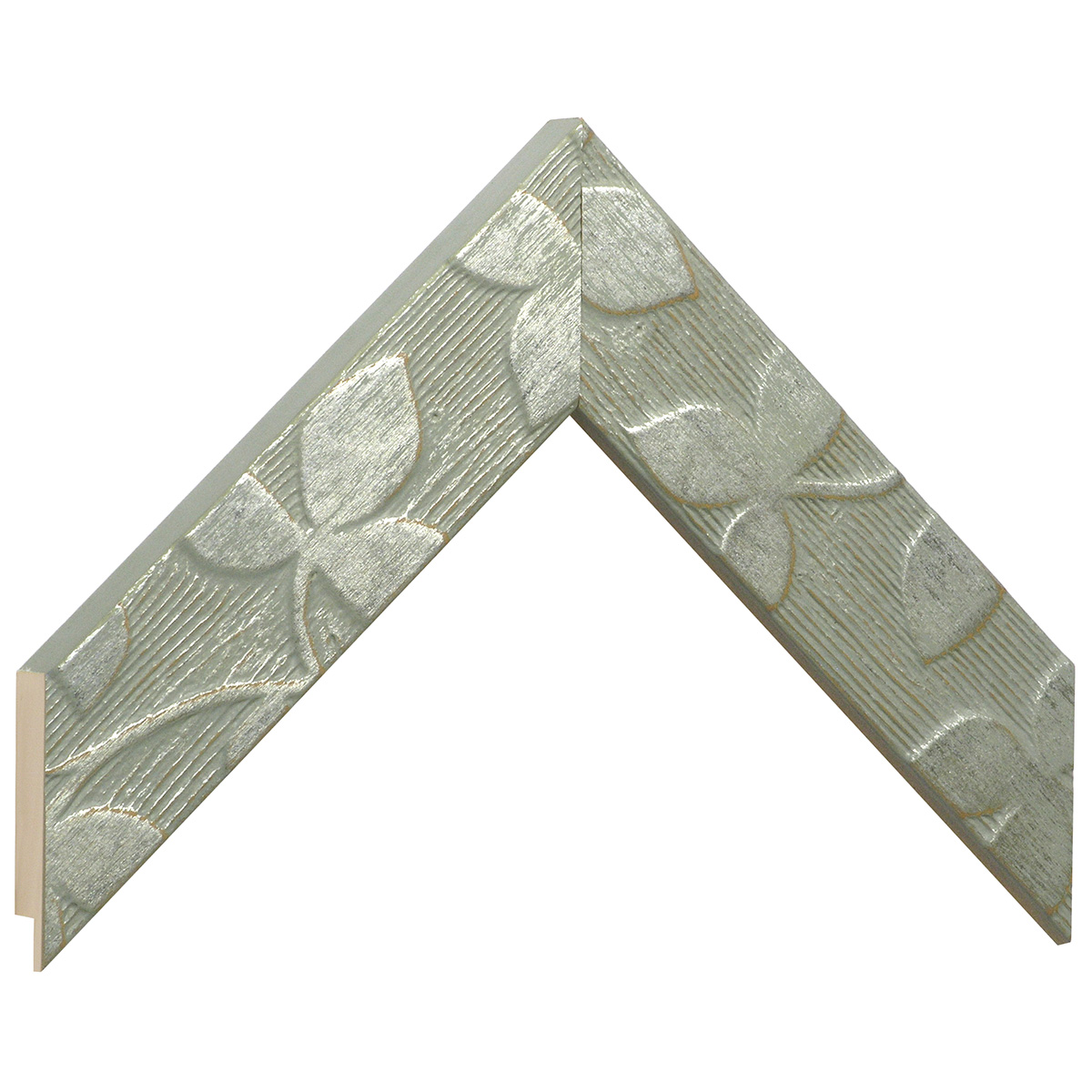 Bilderleiste keilgezinkte Pinie Breite 40mm 19 mm hoch Perlgrau - Musterwinkel
