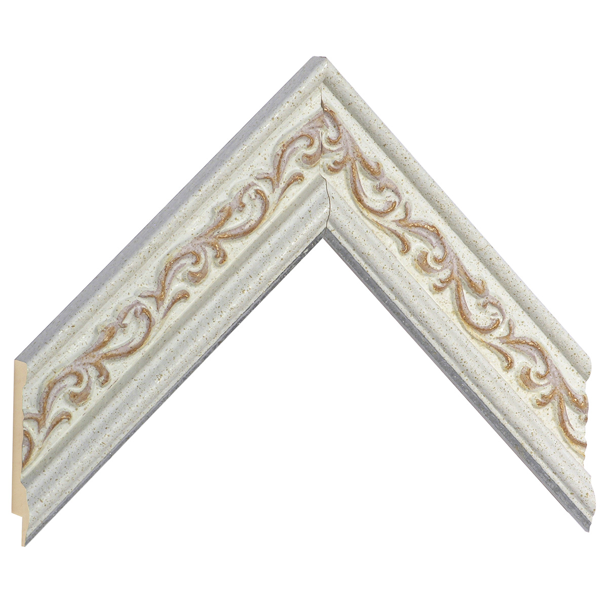 Bilderleiste Ayous 44 mm breit 22 mm hoch - Weiss, verziert - Musterwinkel