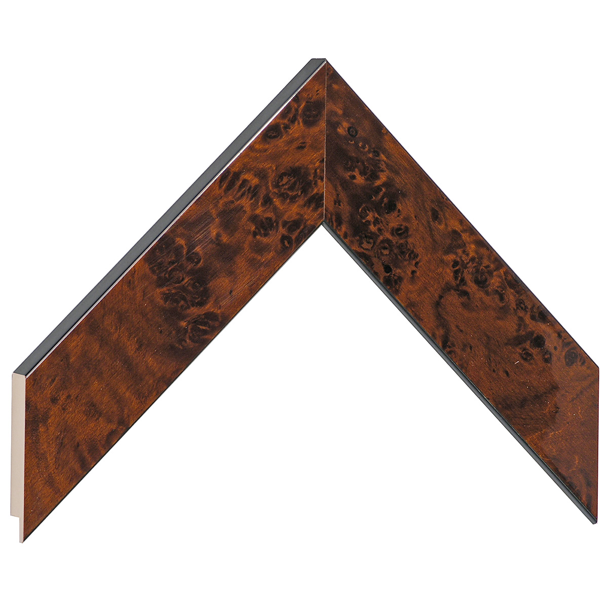 Bilderleiste furniert 40 mm breit 14 mm hoch - Glänzend Nussfarben - Musterwinkel