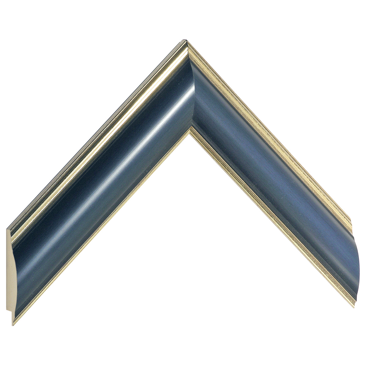 Bilderleiste keilgezinktes Ayous 38 mm gewölbt Gold blauer Streifen (m - Musterwinkel