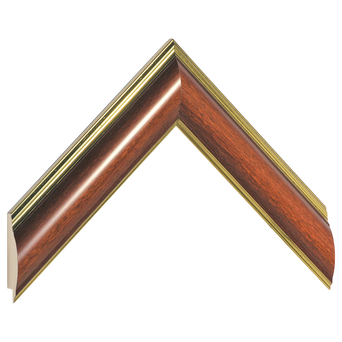 Bilderleiste keilgezinkte Pinie 38mm breit 19mm hoch - Mahagoni mit Gold - Musterwinkel