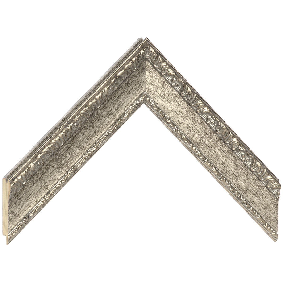 Bilderleiste keilgezinkte Kiefer 35mm breit 23mm hoch Silber verziert - Musterwinkel