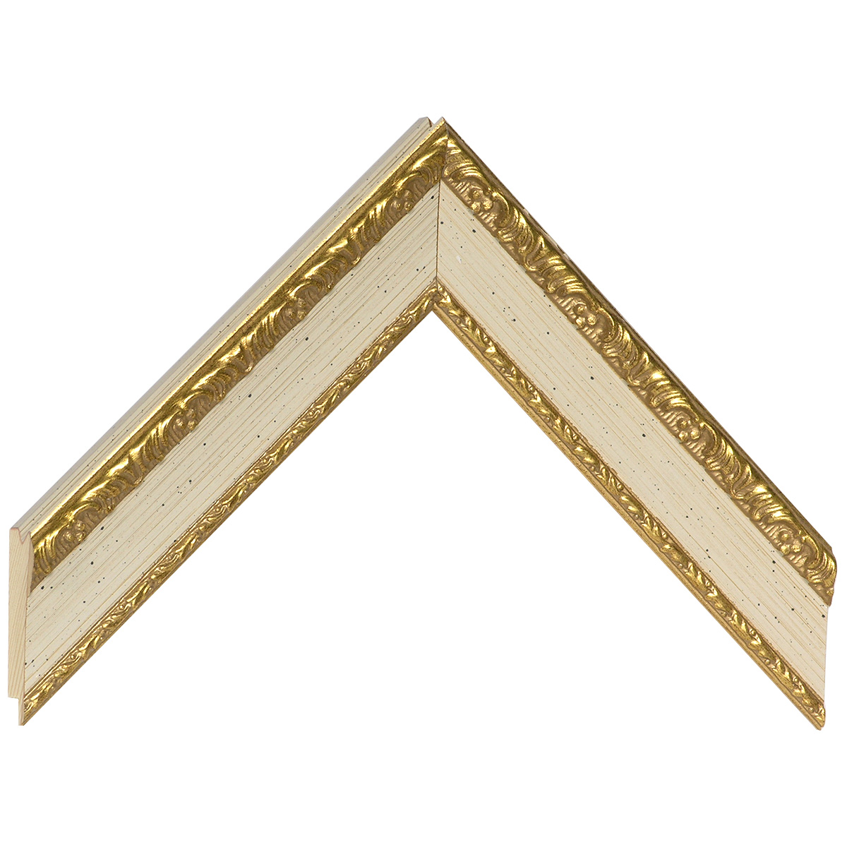 Bilderleiste keilgezinkte Pinie 35mm breit 23mm hoch Creme verziert - Musterwinkel