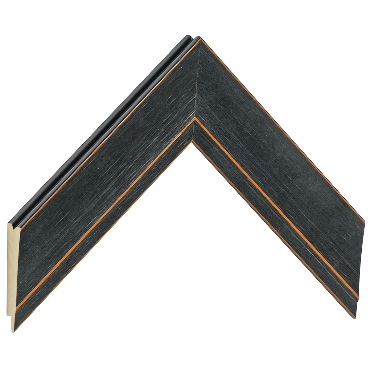 Bilderleiste keilgezinkte Pinie 43 mm breit 22 mm hoch - Schwarz - Musterwinkel