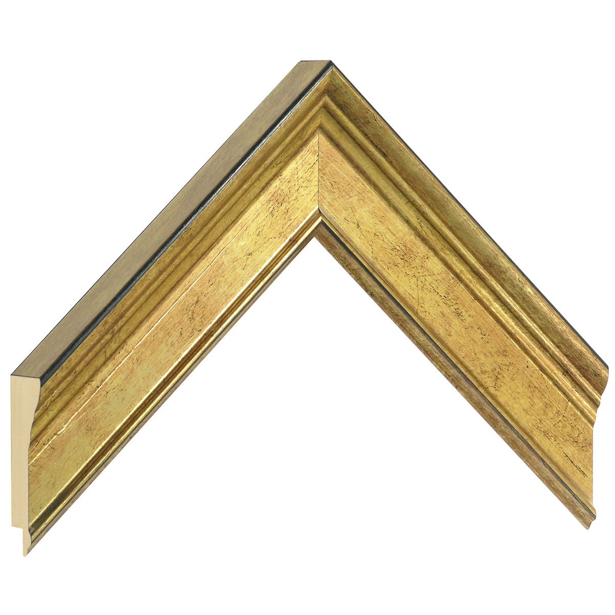 Bilderleiste keilgezinkte Pinie 43 mm breit 28 hoch Gold - Musterwinkel