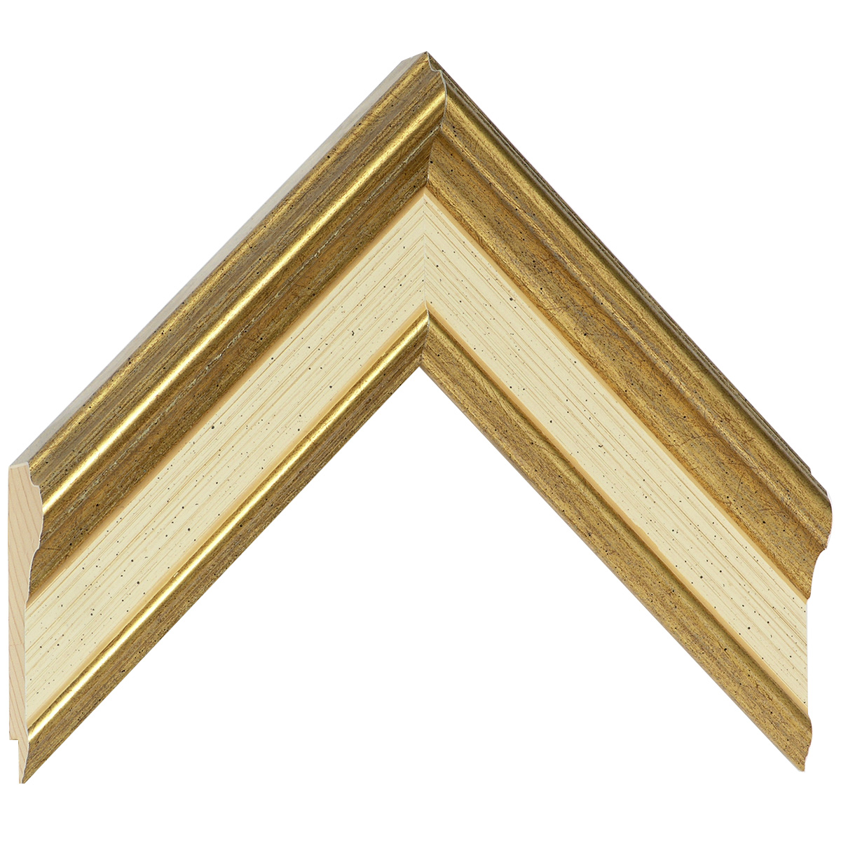 Bilderleiste keilgezinkte Pinie 57 mm breit 33 mm hoch - Creme - Musterwinkel